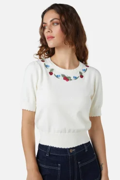 Berry Sweet Emb Knit Top