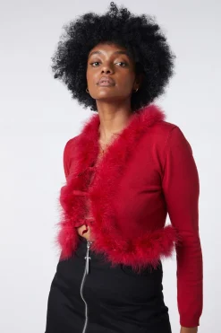 Fluff Trim Cardigan