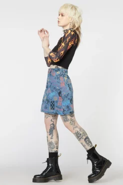 Graffiti Denim Mini Skirt