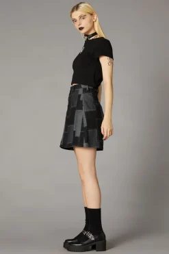 Patchwork Denim Skirt