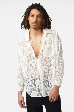 Sheer Lace Long Sleeve Shirt